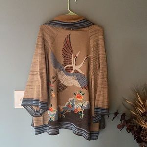 Anthropologie Monogram Crane Cardigan